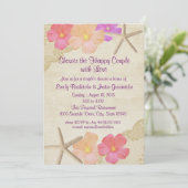 Tropische bloemen en Starfish paar douche Kaart (Staand voorkant)