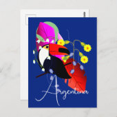 Tropische bloemen en Toucan Briefkaart (Voorkant / Achterkant)