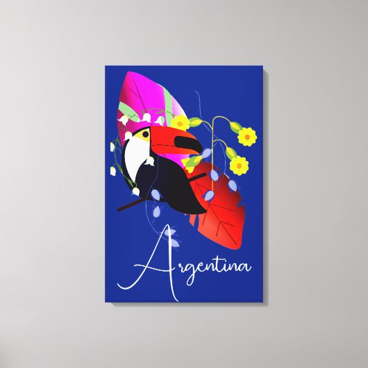 Tropische bloemen en Toucan Canvas Afdruk (Voorkant)