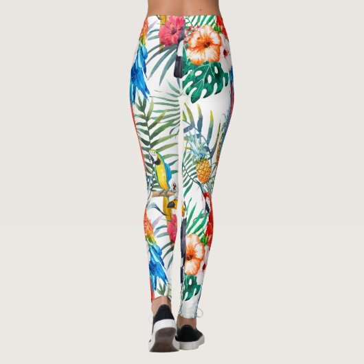 Tropische bloemen en Toucan Leggings (Achterkant)
