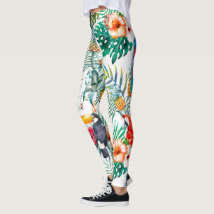 Tropische bloemen en Toucan Leggings
