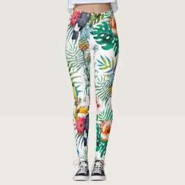 Tropische bloemen en Toucan Leggings