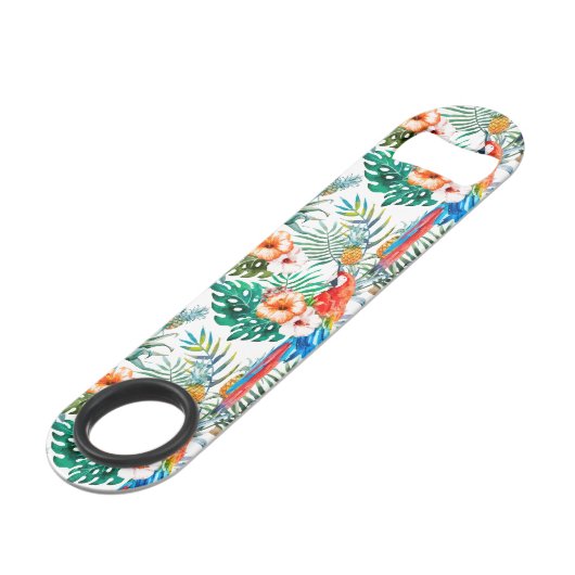 Tropische bloemen en Toucan Speed Flessenopener (Achterkant Gekanteld)