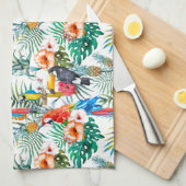 Tropische bloemen en Toucan Theedoek (Quarter Fold)