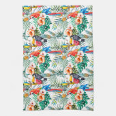 Tropische bloemen en Toucan Theedoek (Verticaal)