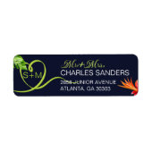 Tropische bloemen en typografisch hart etiket (Voorkant)