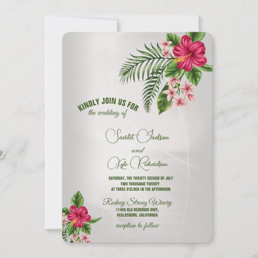 Tropische bloemen en uitingen van weddenschappen kaart (Voorkant)