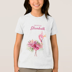 Tropische bloemen en vetten Tri-Blend shirt
