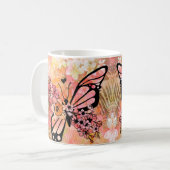 Tropische bloemen en vlinderkunst - Levendige bloe Koffiemok (Voorkant links)