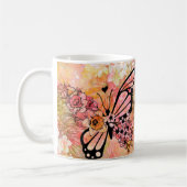 Tropische bloemen en vlinderkunst - Levendige bloe Koffiemok (Links)