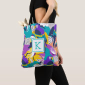 Tropische bloemen en vogelcollage tote bag (Dichtbij)