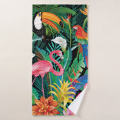 Tropische bloemen en vogels badhanddoek (Badhanddoek)