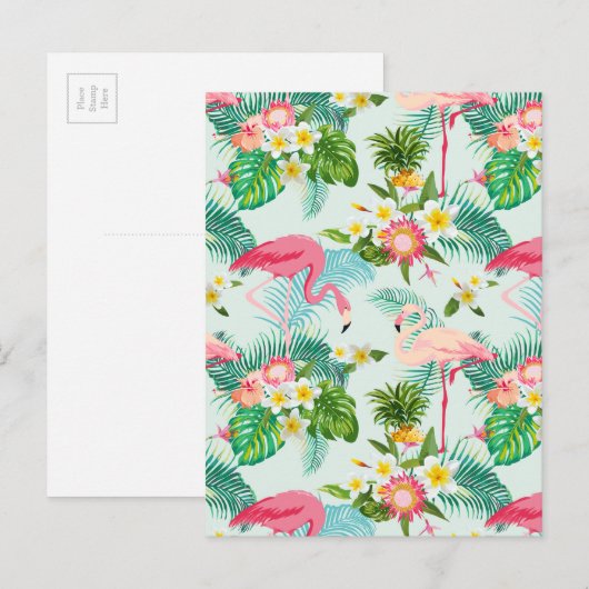  tropische bloemen en vogels briefkaart (Voorkant / Achterkant)
