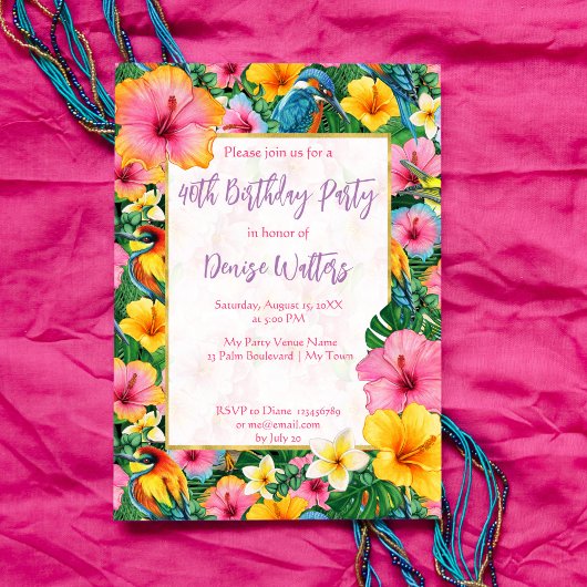 Tropische bloemen en vogels heldere kleuren verjaa kaart