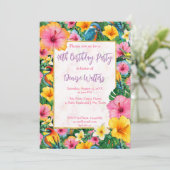 Tropische bloemen en vogels heldere kleuren verjaa kaart (Staand voorkant)