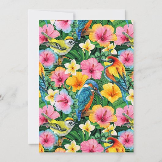 Tropische bloemen en vogels heldere kleuren verjaa kaart (Achterkant)