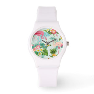  tropische bloemen en vogels horloge