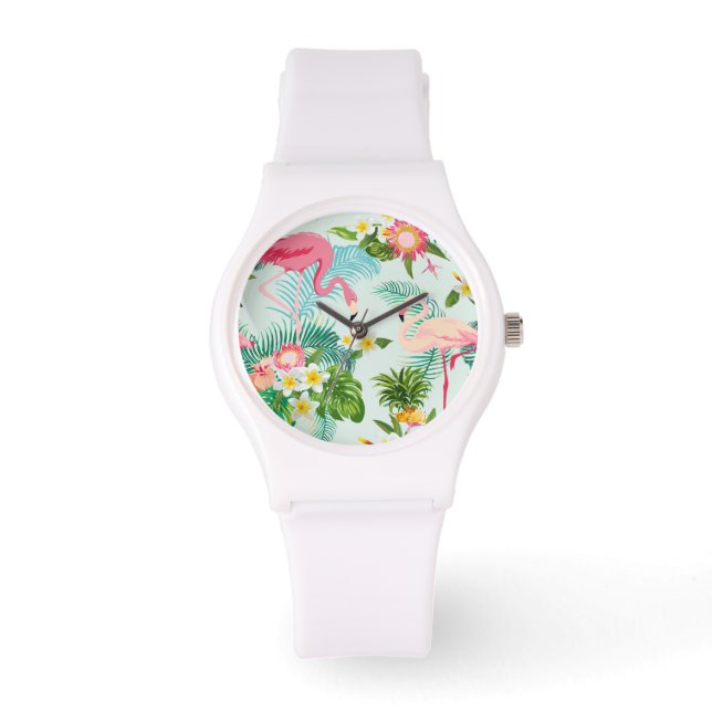  tropische bloemen en vogels horloge (Voorkant)