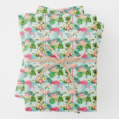 Tropische bloemen en vogels inpakpapier vel (In situ)