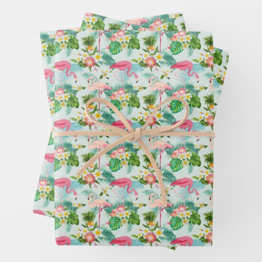 Tropische bloemen en vogels inpakpapier vel (In situ)