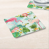 tropische bloemen en vogels kartonnen onderzetters (Schuin)