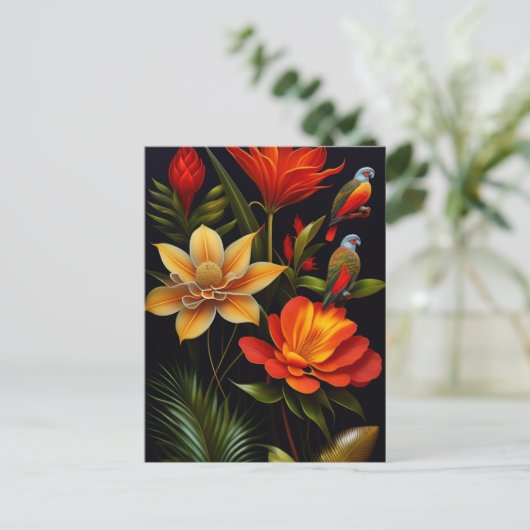 Tropische bloemen en vogels | Modern Haeckel Briefkaart (Staand voorkant)