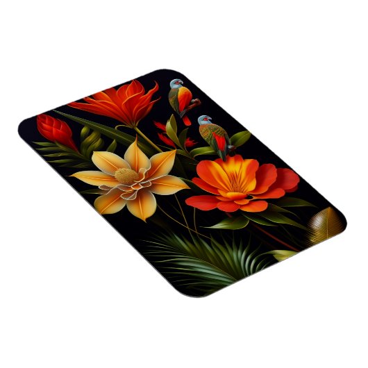 Tropische bloemen en vogels | Modern Haeckel Magneet (Rechterzijde)