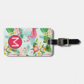  tropische bloemen en vogels | Monogram Bagagelabel (Voorkant horizontaal)