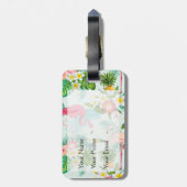  tropische bloemen en vogels | Monogram Bagagelabel (Achterkant verticaal)