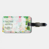  tropische bloemen en vogels | Monogram Bagagelabel (Achterkant horizontaal)