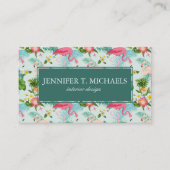  tropische bloemen en vogels | Monogram Visitekaartje (Voorkant)