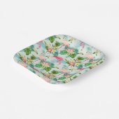 Tropische bloemen en vogels papieren bordje (Gebogen)