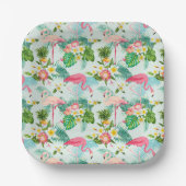 Tropische bloemen en vogels papieren bordje (Voorkant)