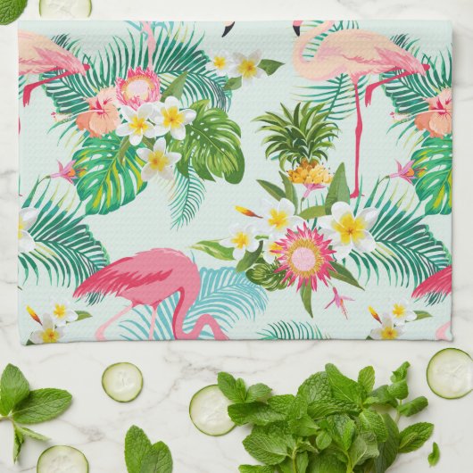  tropische bloemen en vogels theedoek (Gevouwen)