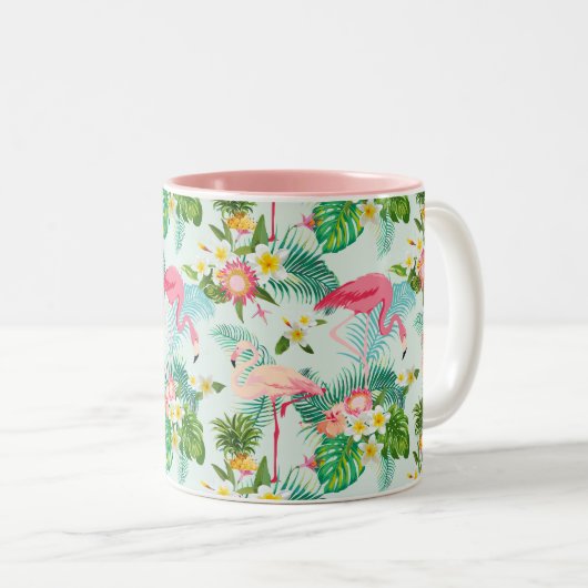  tropische bloemen en vogels tweekleurige koffiemok (Voorkant rechts)