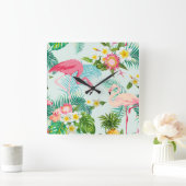  tropische bloemen en vogels vierkante klok (Huis)