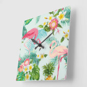  tropische bloemen en vogels vierkante klok (Hoek)