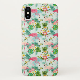 Tropische bloemen en vogels   Voeg je Initiaal toe iPhone X Hoesje