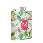 Tropische bloemen en vogels | Voeg je Initiaal toe Heupfles (Rechts)