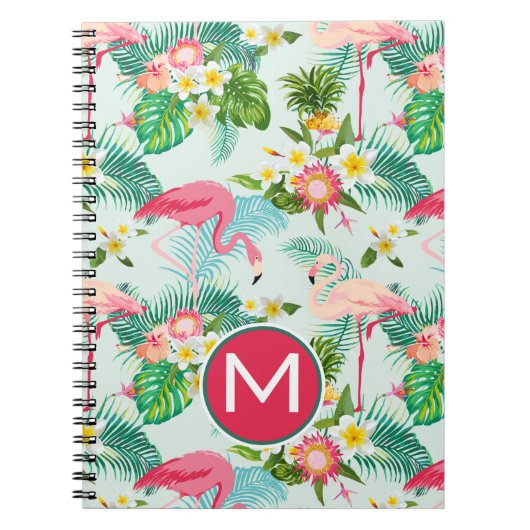 Tropische bloemen en vogels | Voeg je Initiaal toe Notitieboek (Voorkant)