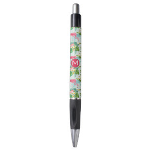 Tropische bloemen en vogels Voeg je Initiaal toe Pen