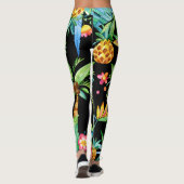 Tropische Bloemen Exotische Zwarte Leggings (Achterkant)