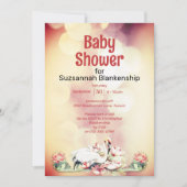 Tropische Bloemen & Flamingo Aangepaste Baby Borre Kaart (Voorkant)