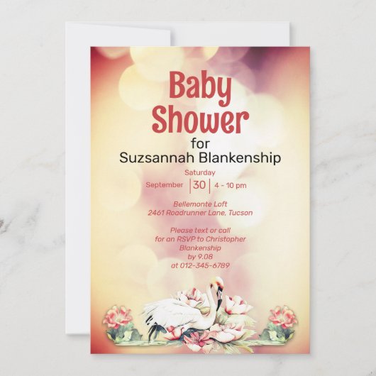 Tropische Bloemen & Flamingo Aangepaste Baby Borre Kaart (Voorkant)