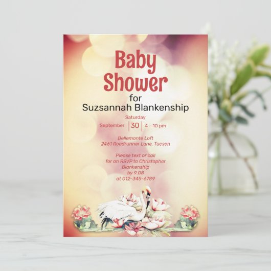 Tropische Bloemen & Flamingo Aangepaste Baby Borre Kaart (Staand voorkant)