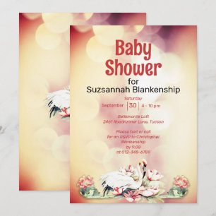 Tropische Bloemen & Flamingo Aangepaste Baby Showe Kaart
