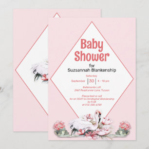 Tropische Bloemen & Flamingo Aangepaste Babyborrel Kaart