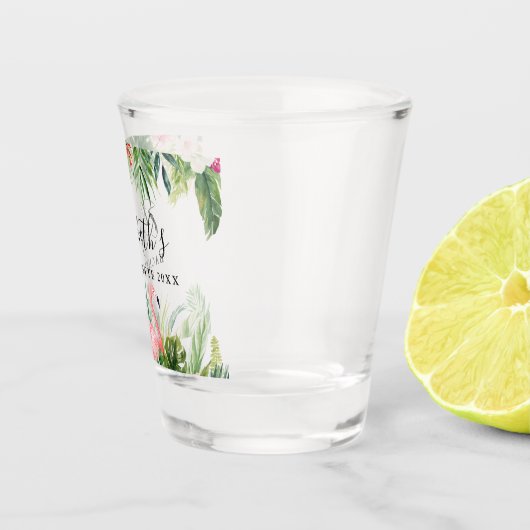 Tropische Bloemen Flamingo Bachelorette Party Shot Glas (Rechts)