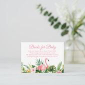 Tropische bloemen flamingo boeken voor Baby shower Informatiekaartje (Staand voorkant)