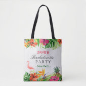 Tropische Bloemen Flamingo Bruid Bachelorette Part Tote Bag (Voorkant)